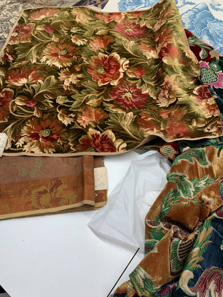 velvet textile in archive room
