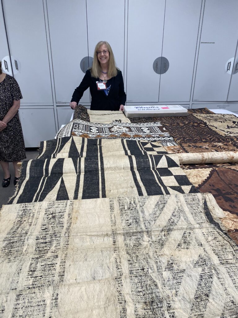 tribal textiles in archive room